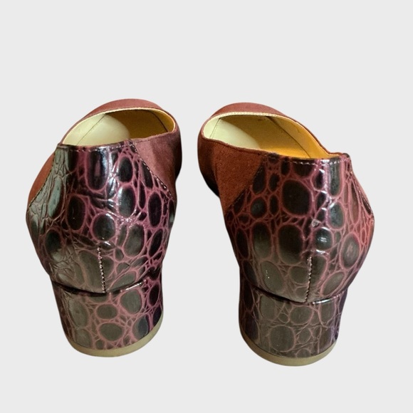 J.Crew Evelyn Croc Embossed Block Heel Suede Pumps - Picture 5 of 9